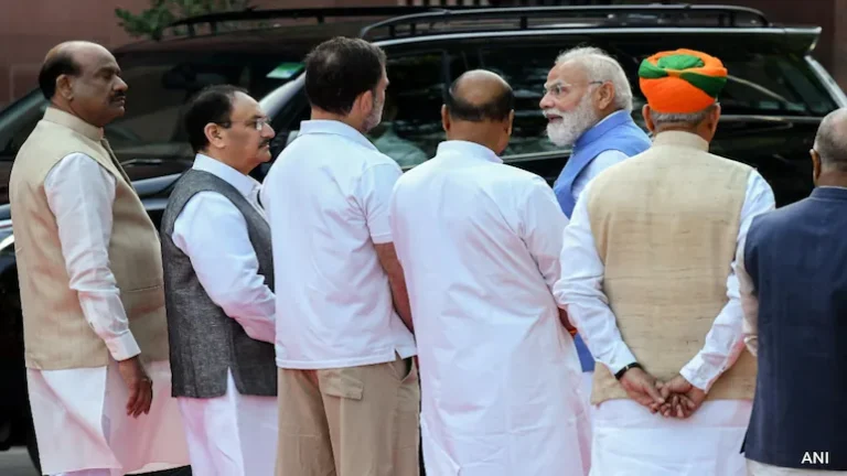 Modi, Rahul Gandhi Share Rare Candid Exchange at Parliament Complex