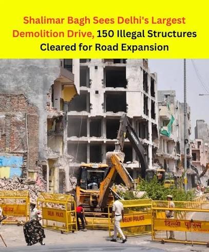 Shalimar Bagh Demolition Drive Clears Around 150 Illegal Structures for Road Widening